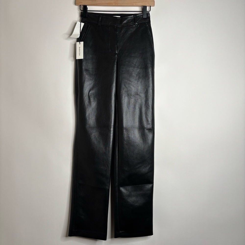 Aritzia Babaton Command Cropped Pant Mid-rise Vegan Leather pants size 00 - Picture 5 of 12